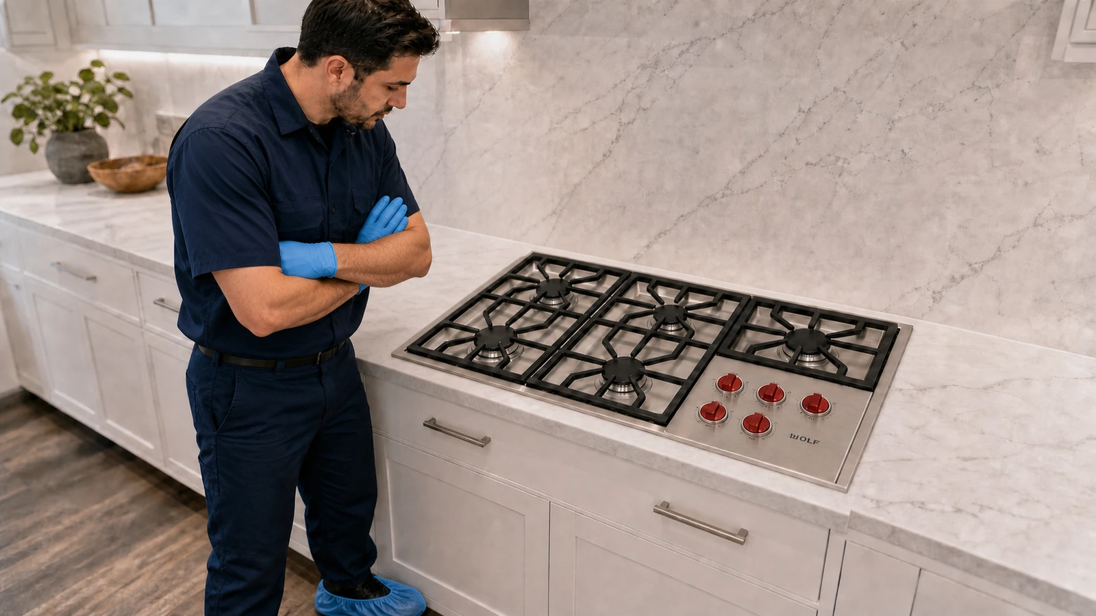 Built-in cooktop diagnostic visit in the service area