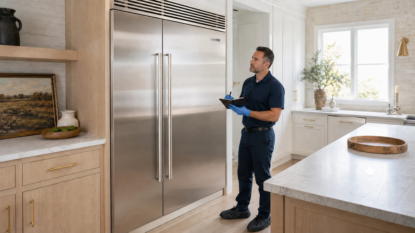 Built-in refrigerator diagnostic visit in the service area